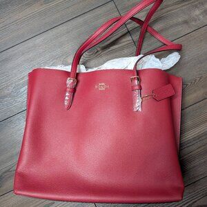 Red leather Coach tote/purse
